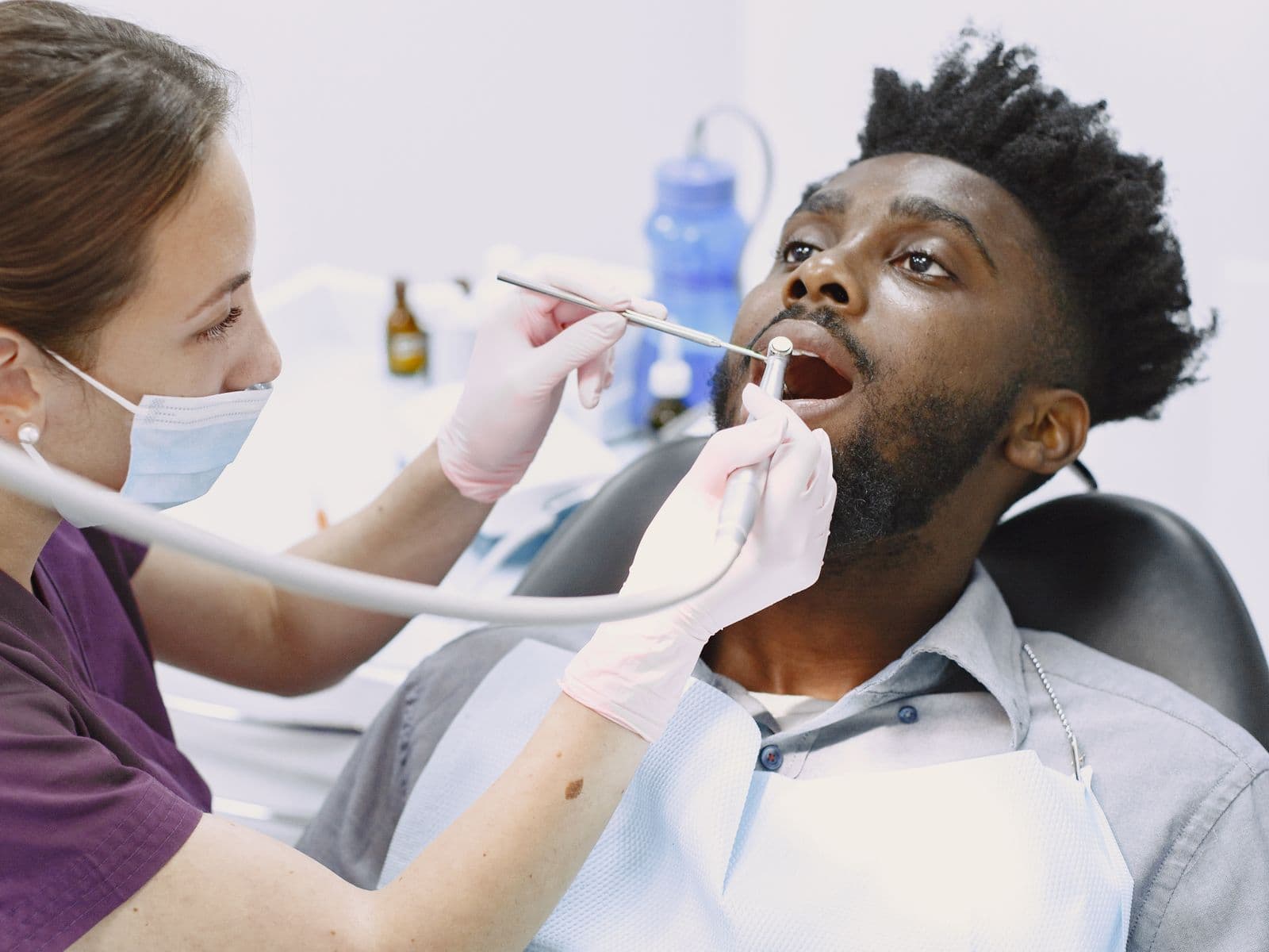 A patient having a dental check-up at Pocklington Dental